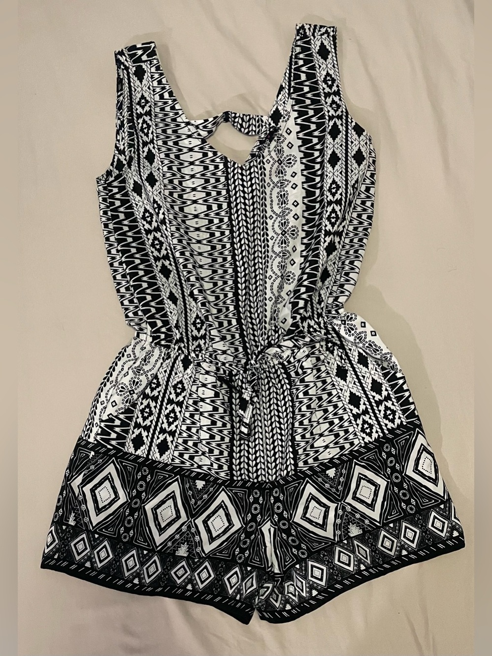 BeBop Black & White Geometric Romper